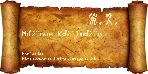 Mónus Kálmán névjegykártya